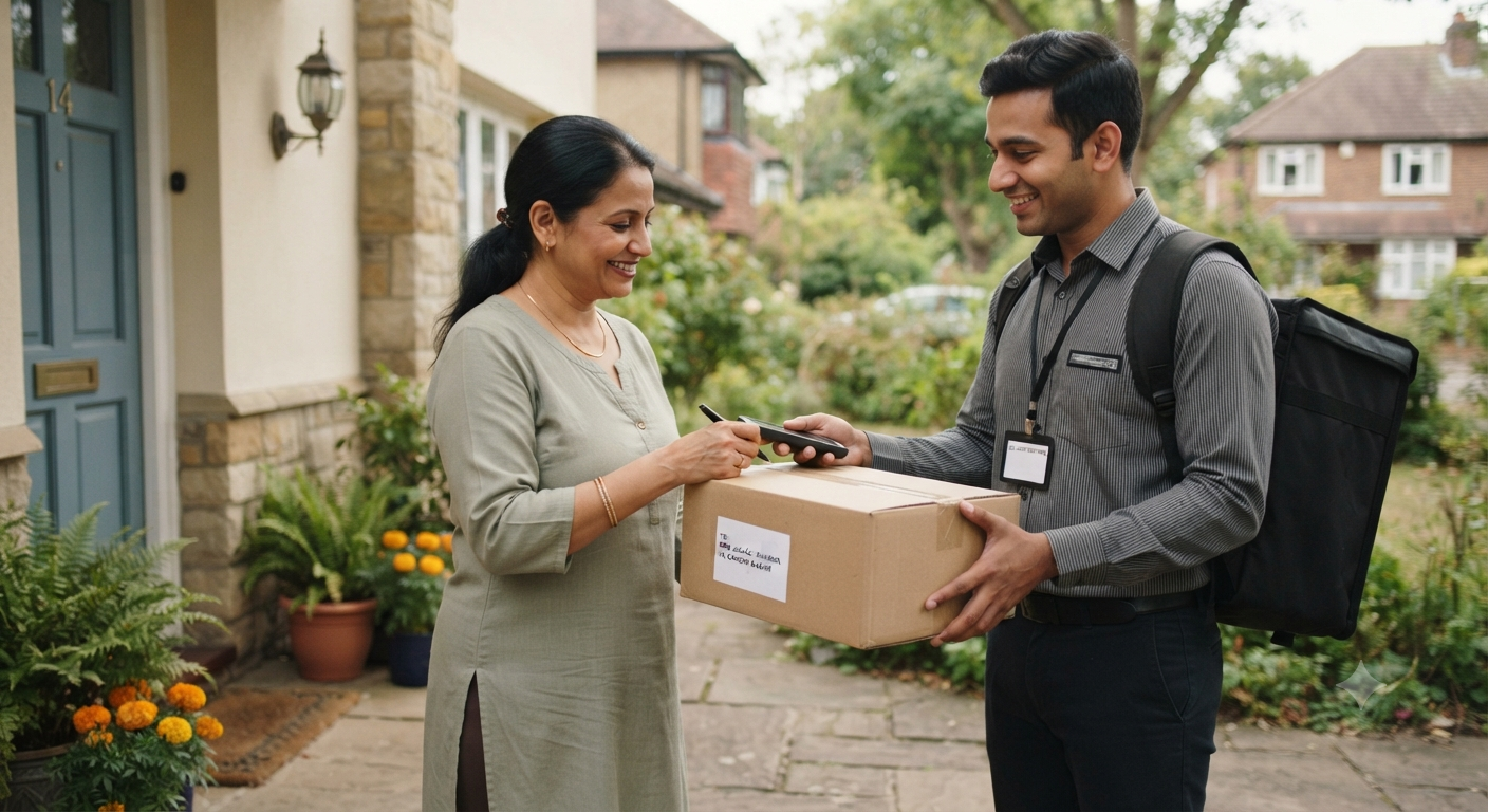 Courier parcel prepared for domestic delivery